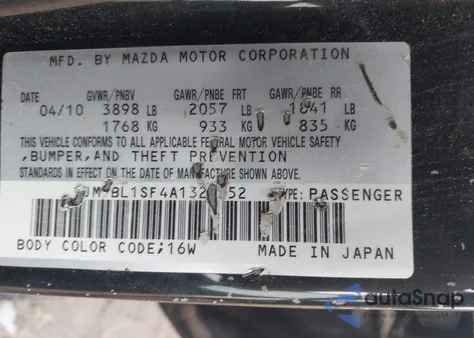 2010 Mazda Mazda3 I Sport from USA, damaged, VIN JM1BL1SF4A1323552